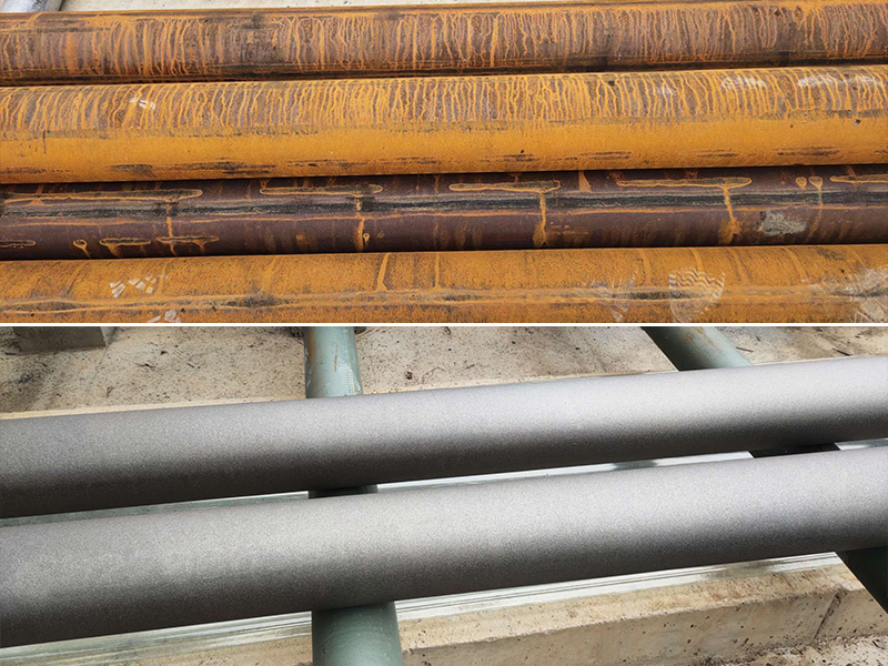 Effect of shot blasting machine on outer wall of steel pipe
