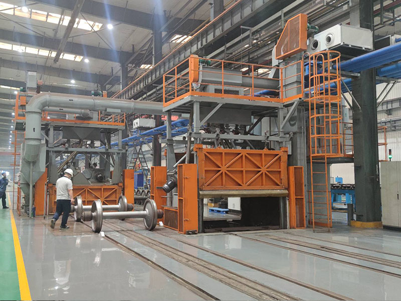 QLDA model pass-through railway wheelsets shot blasting machine