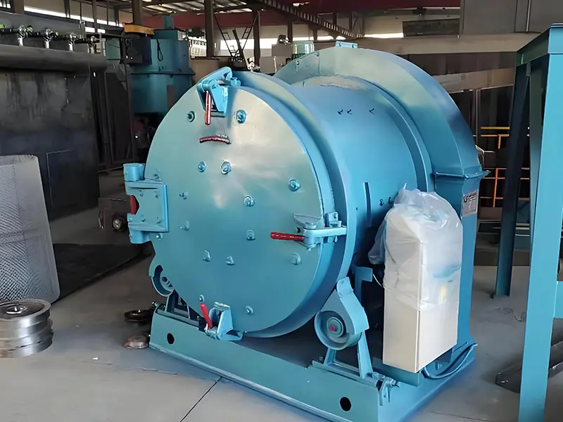 Seamless drum shot blasting machine with perforated manganese steel barrel for micro fasteners