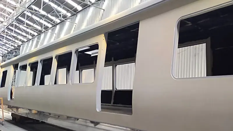 train car body shot blasting finished surface