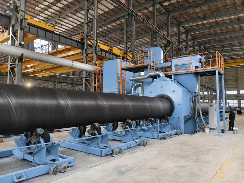 Steel pipe external shot blasting machine with skew roller conveyor for outer surface descaling