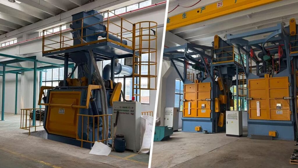 Tumble belt and hook type shot blasting machines for different workpiece requirements